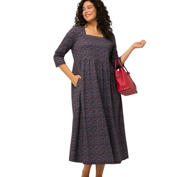 Ulle Popken Navy Red Hearts  Patterned Knit Dress Plus Size NWT Sz  24/26 - Picture 6 of 10